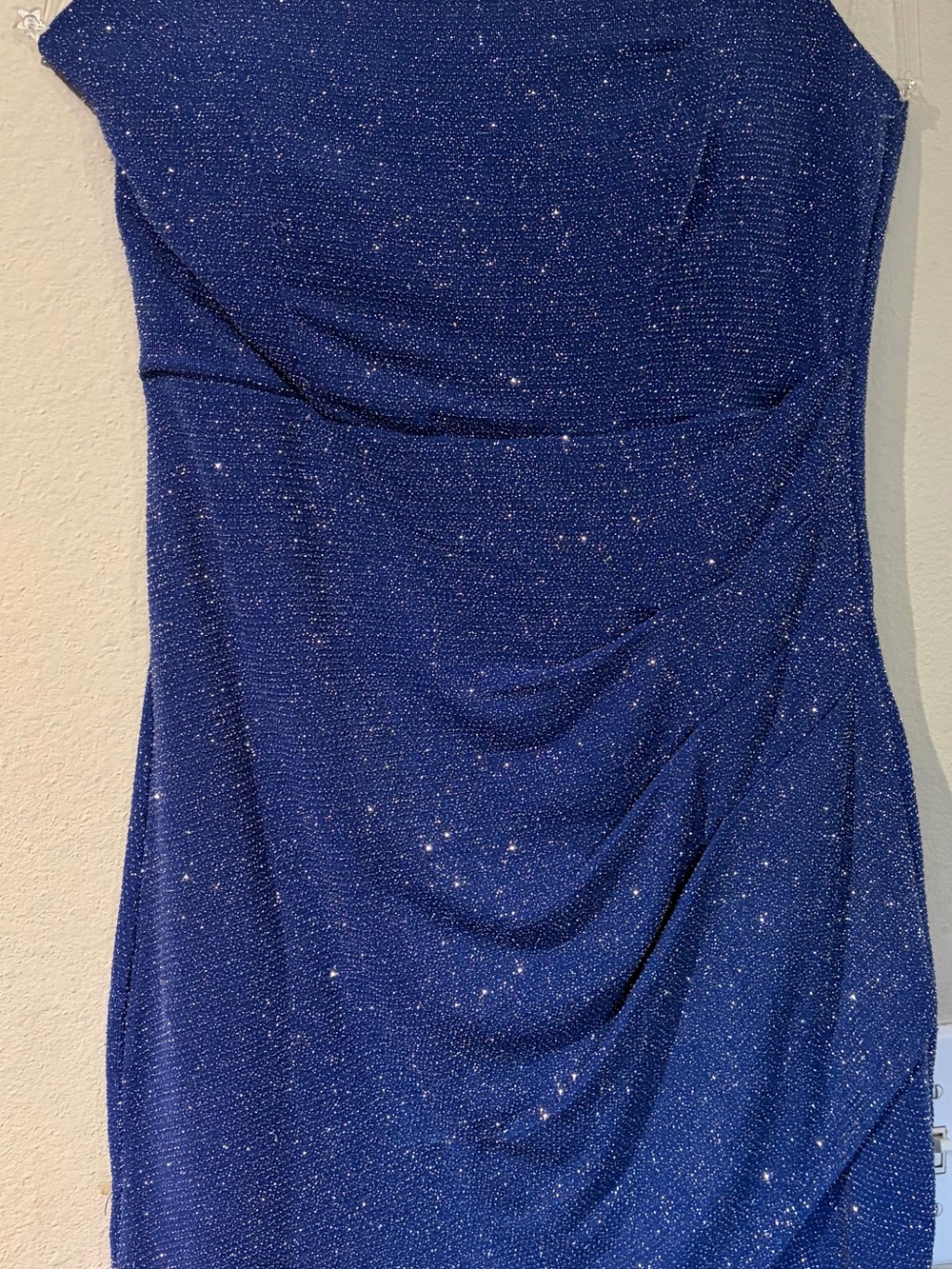 Strapless Glitter Evening Dress in Deep Blue